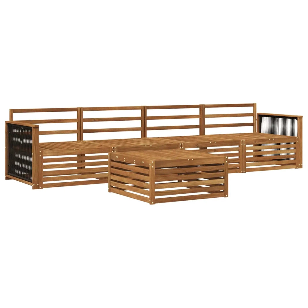 Set di divani da esterno 5 pz Naturale Legno di Acacia Massello 3382992