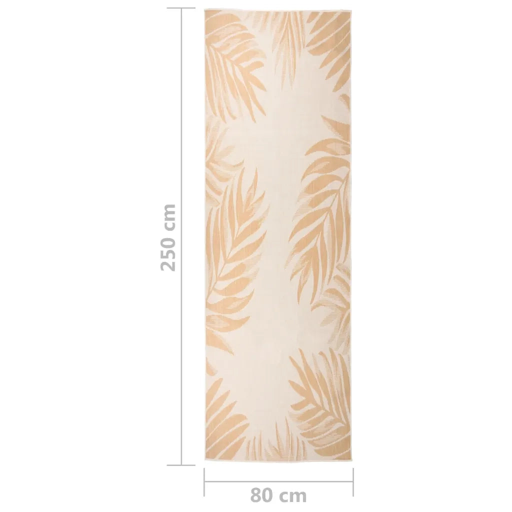 Tappeto da Esterni a Tessitura Piatta 80x250 cm Motivo a Foglie cod mxl 63882