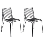 Set di 2 sedie da giardino con telaio in acciaio nero impilabili da esterno per patio stile moderno