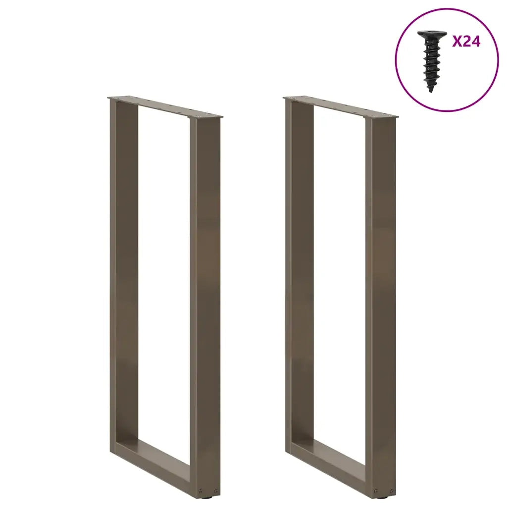 Gambe per tavolo da bar a forma di U 2 pz | Piede del tavolo in acciaio naturale 60x(110-111) cm