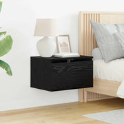 Mobiletto da comodino a parete-Tavolino da notte Rovere Nero 50 x 36 x 30 cm