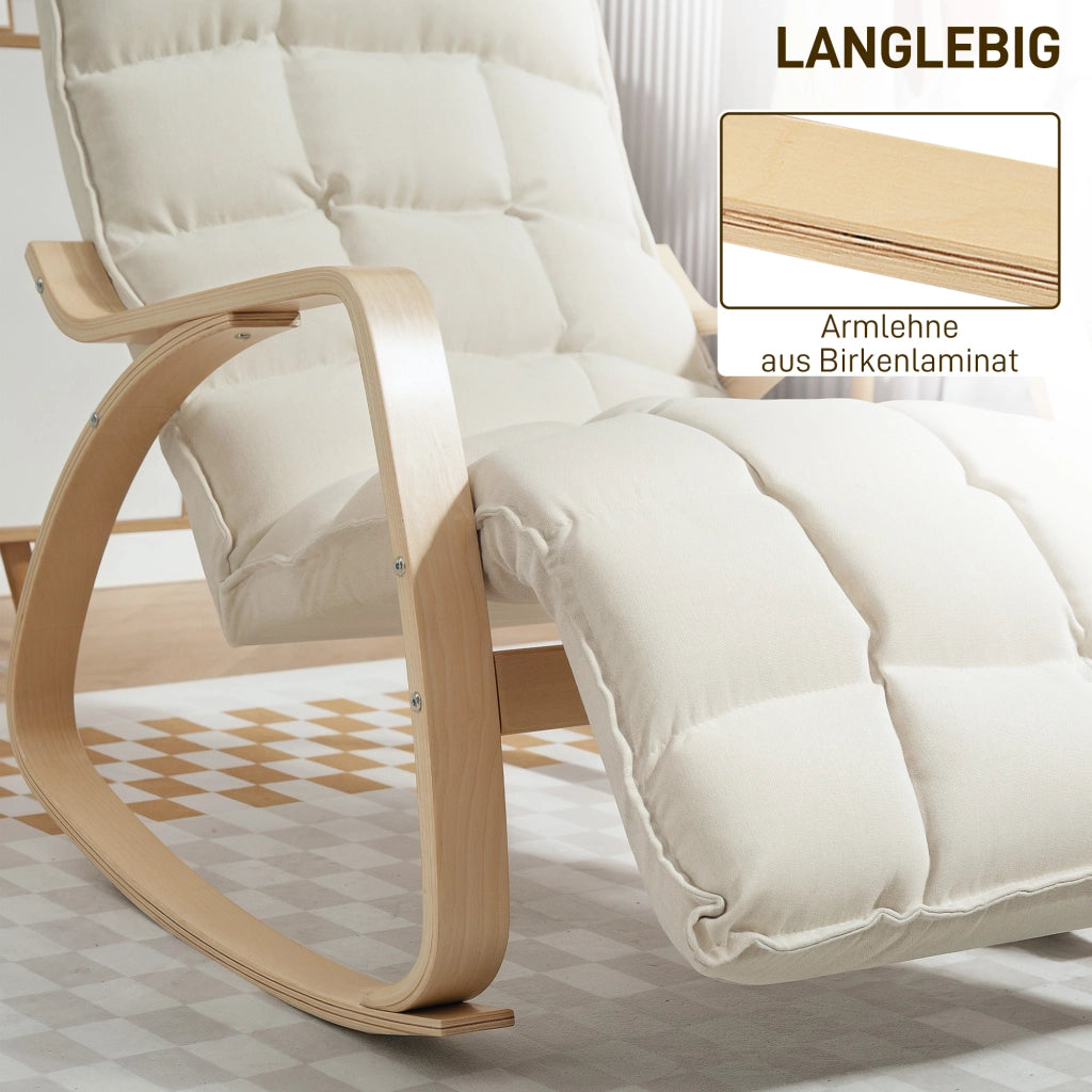 Poltrona Dondolo Imbottita con Braccioli ¨C Zephmum ¨C Crema Struttura in Metallo