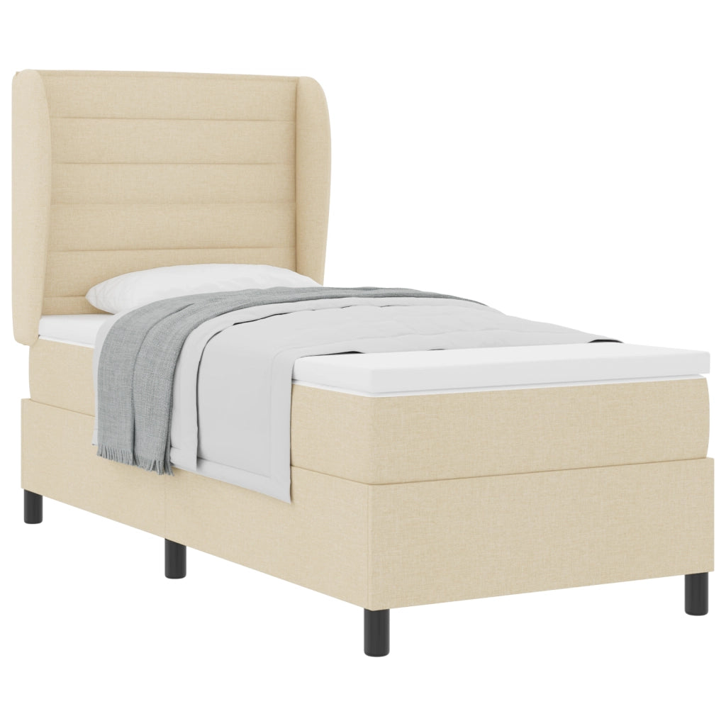 Letto a Rete con Materasso Crema 90x190 cm Tessuto