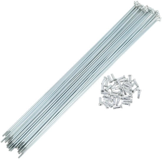 Set di Spigoli per Bicicletta 36 pz 14G - Acciaio di Carbonio Giallino - 293mm - Duraturo - Resistente alle Scosse - Per Montaggio dei Pneumatici - Spigoli per Ruote