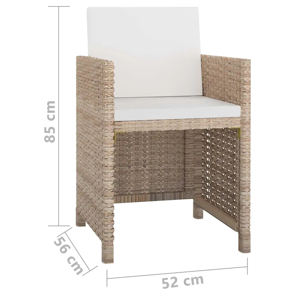 Set da Pranzo da Giardino 13 pz con Cuscini in Polyrattan Beige cod mxl 35534