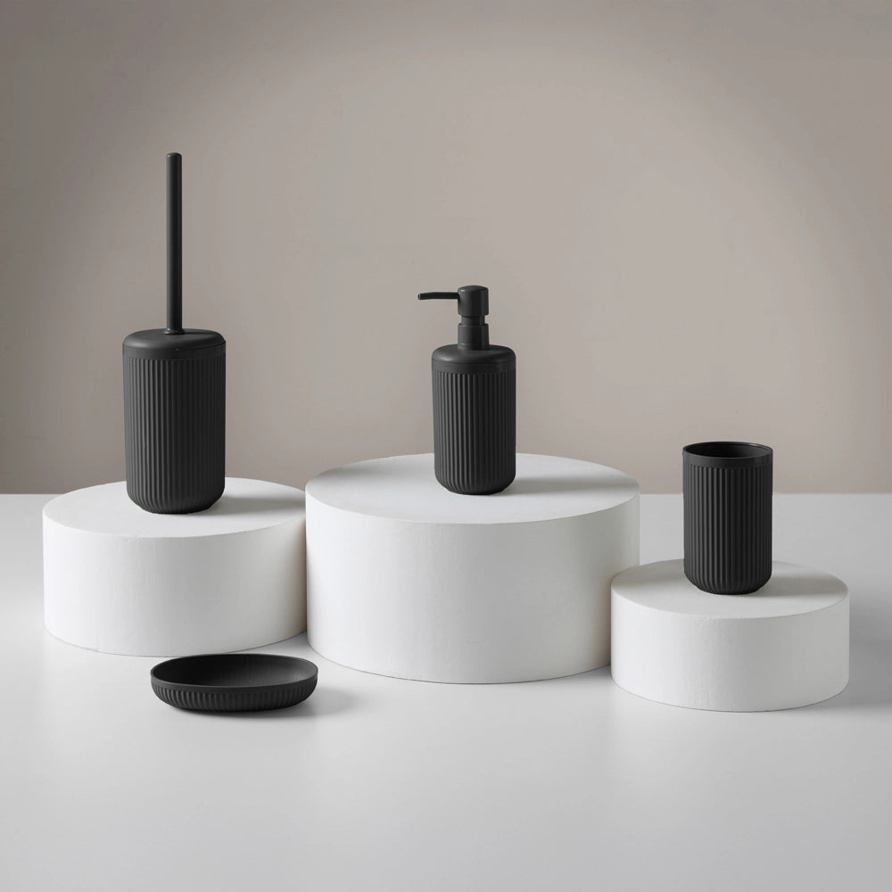 Set accessori bagno completo di 4 pz grigio cannettato Arizona