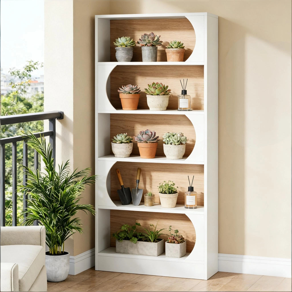 LIBRERIA a 5 ripiani in MDF bianco, freestanding