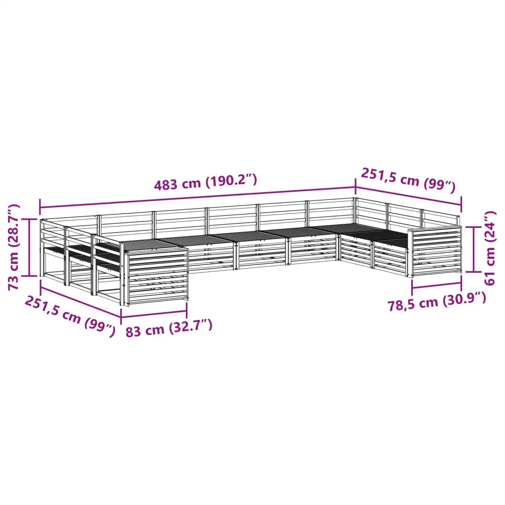 Set divani 10 pcs Naturale Legno di Acacia Massello 3374214
