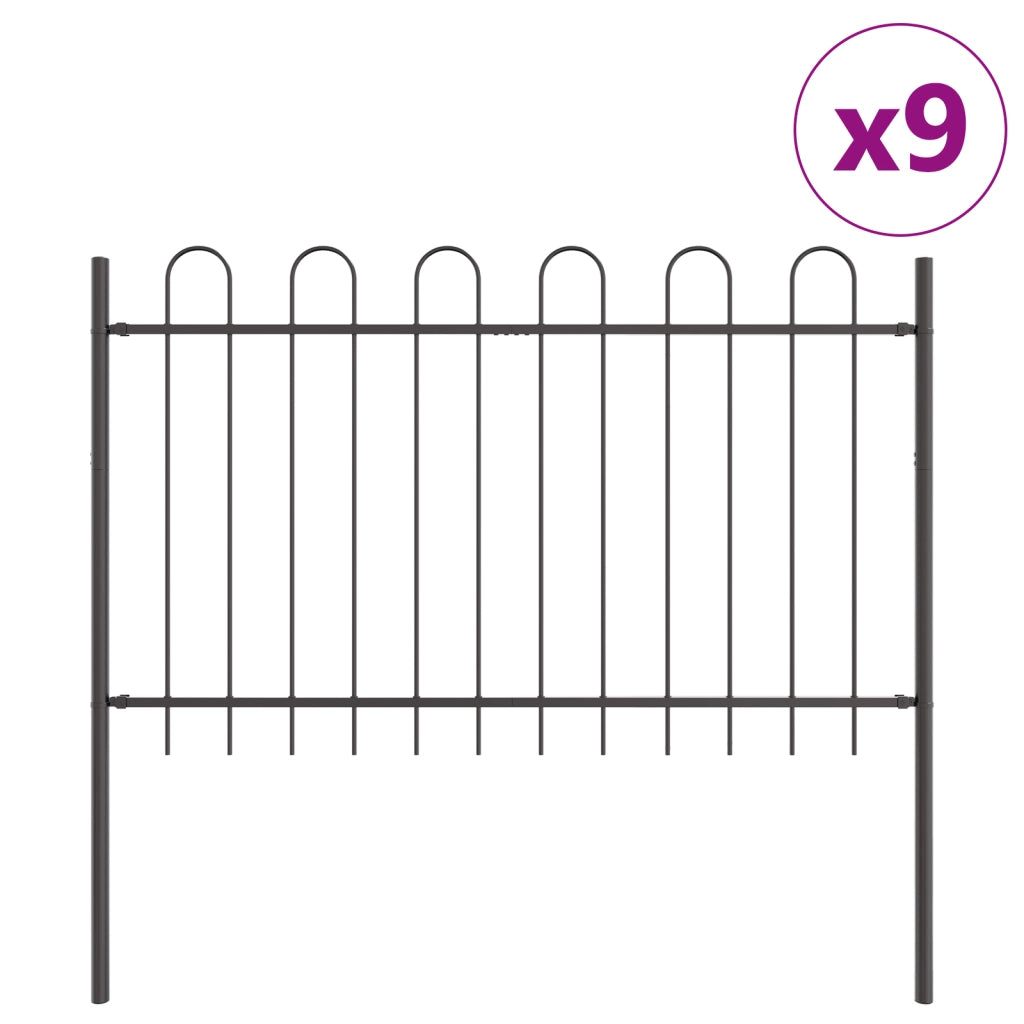 Recinzione da Giardino  con Parte Superiore a Cestello, Grigia, 15.3x0.8 m, Acciaio