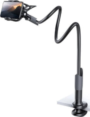 Supporto per Telefono con Coda di Cigno Flessibile per Letto - Braccio Rilassante 360 Gradi con Chiusura Adattabile Standard per iPhone e Smartphone Samsung - Nero