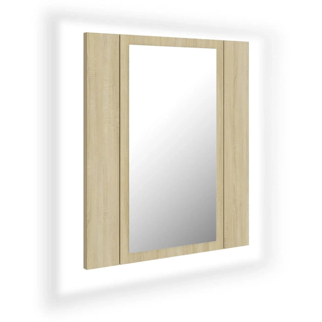 Mobiletto specchio da bagno con illuminazione a LED 40 x 12 x 45 cm acrilico beige 02_0006746