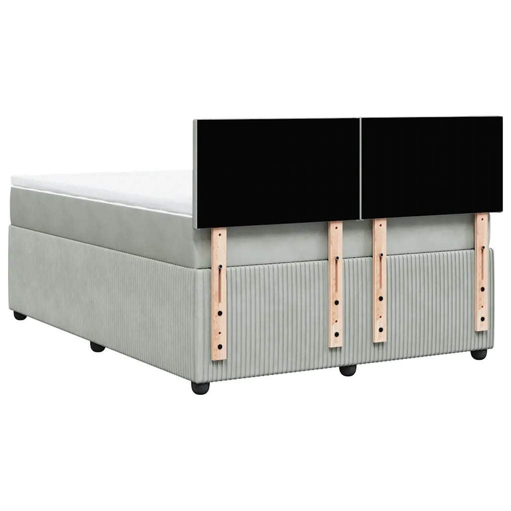 Giroletto a Molle con Materasso Grigio Chiaro 160x200cm Velluto