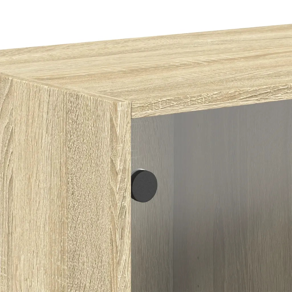 Armadietto a Muro | Mobile a Muro con Ante in Vetro Rovere Sonoma 68,5x37x35 cm