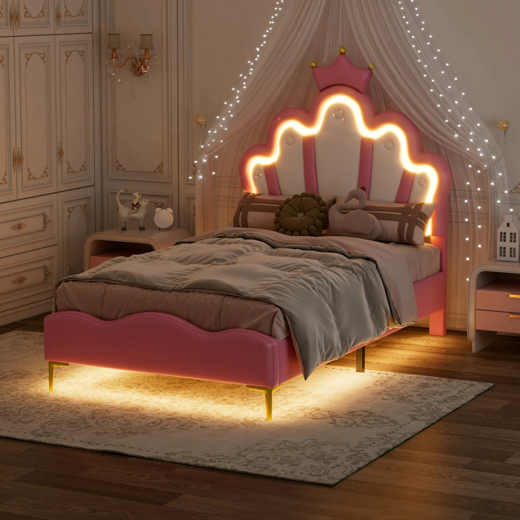 letto matrimoniale pu rosa 90 x 200 cm