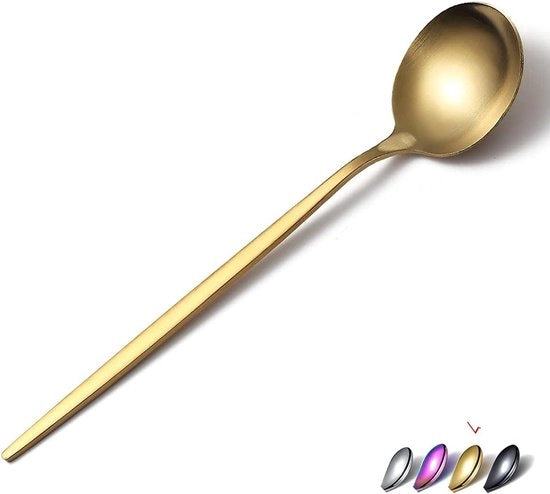 Set di Cucchiai in Oro da Dessert 6 pezzi 20,6 cm - Cucchiai Dessert Cucchiai per Ristorante Resistenti al Lavastoviglie