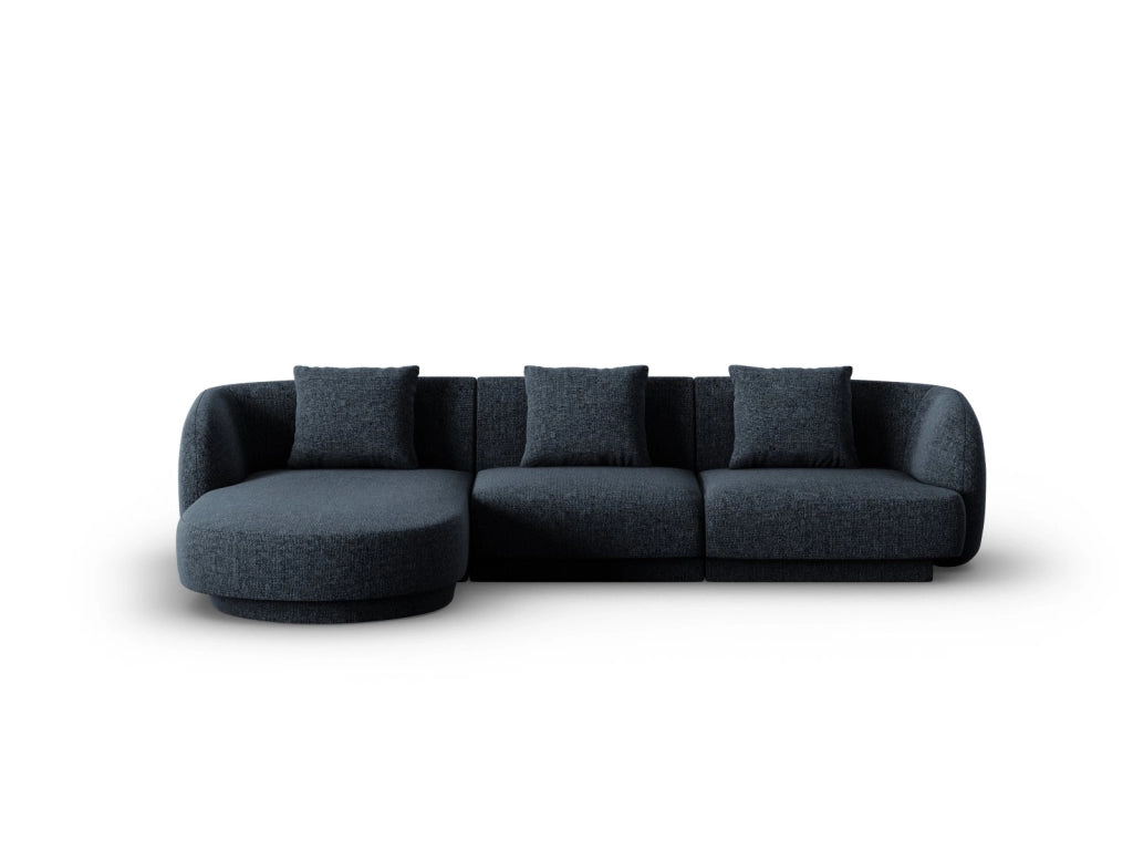 Cosmopolitan Design - Divano angolare sinistro "Tulum" 4 posti in ciniglia blu reale 