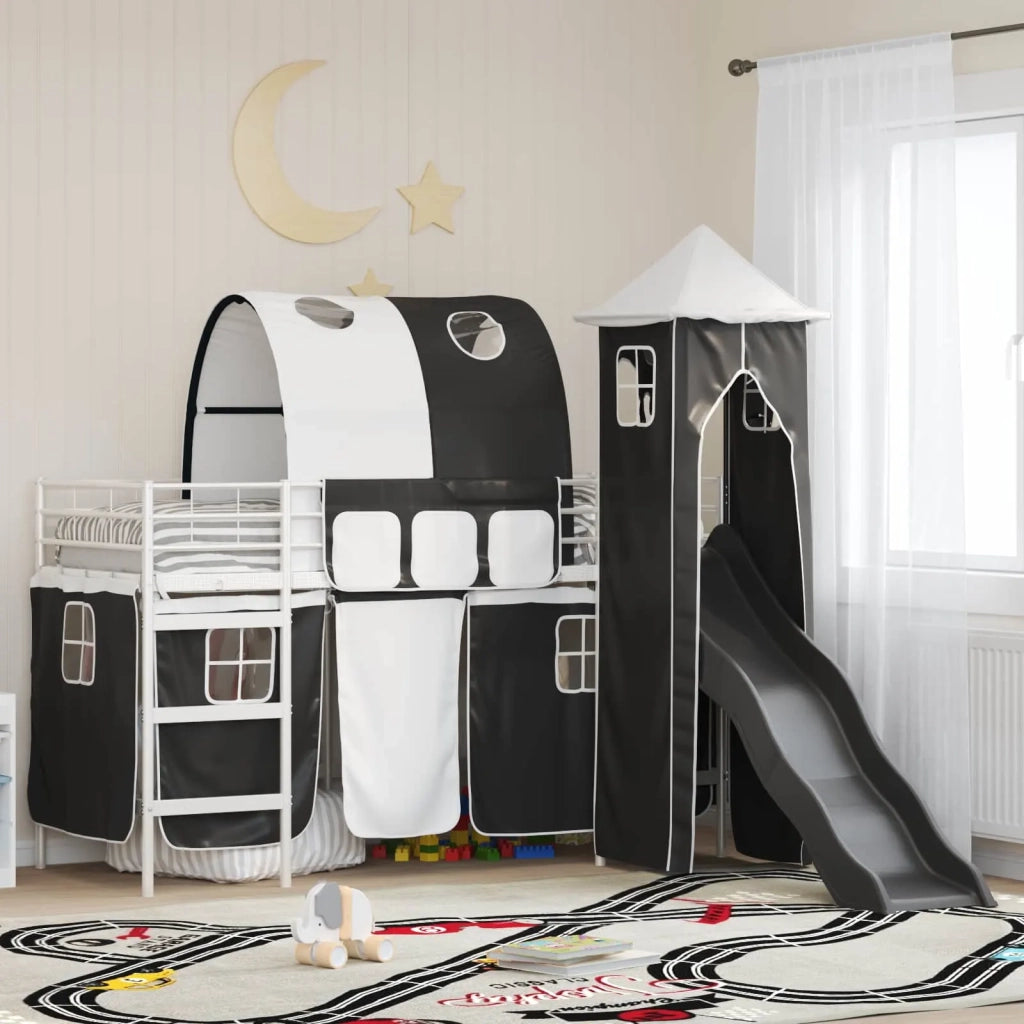 Struttura del letto loft per bambini-Giroletto per bambini Bianco e Nero 90 x 190 cm 589877