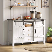 Credenza buffet con 2 ante scorrevoli e 3 cassetti 120x40x80 cm in MDF bianco