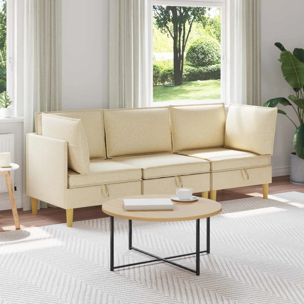 Set di divani modulari con spazio di archiviazione 3 pcs Crema