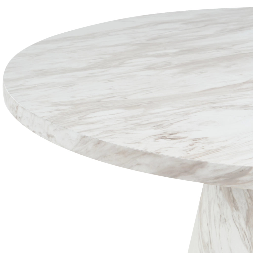 Tavolo da pranzo rotondo con piedistallo ⌀ 120 base effetto marmo bianco stile tradizionale