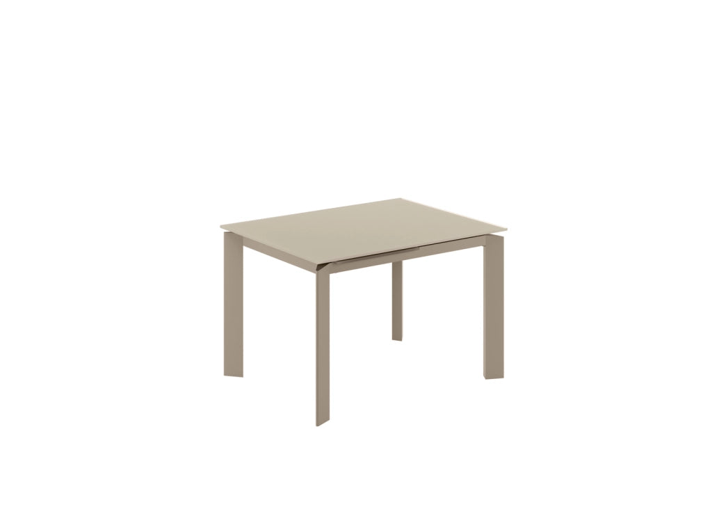 Tavolo Allungabile Frame OM/486/TO con Top in Vetro Tortora e Base in Metallo Tortora Opaco - 120/170x80x75 cm - Stones