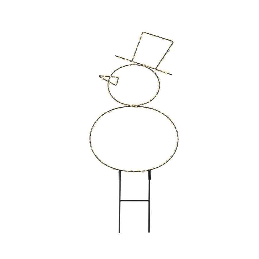 PUPAZZO DI NEVE IN METALLO ESTERNO LED BIANCO CALDO H47 CM