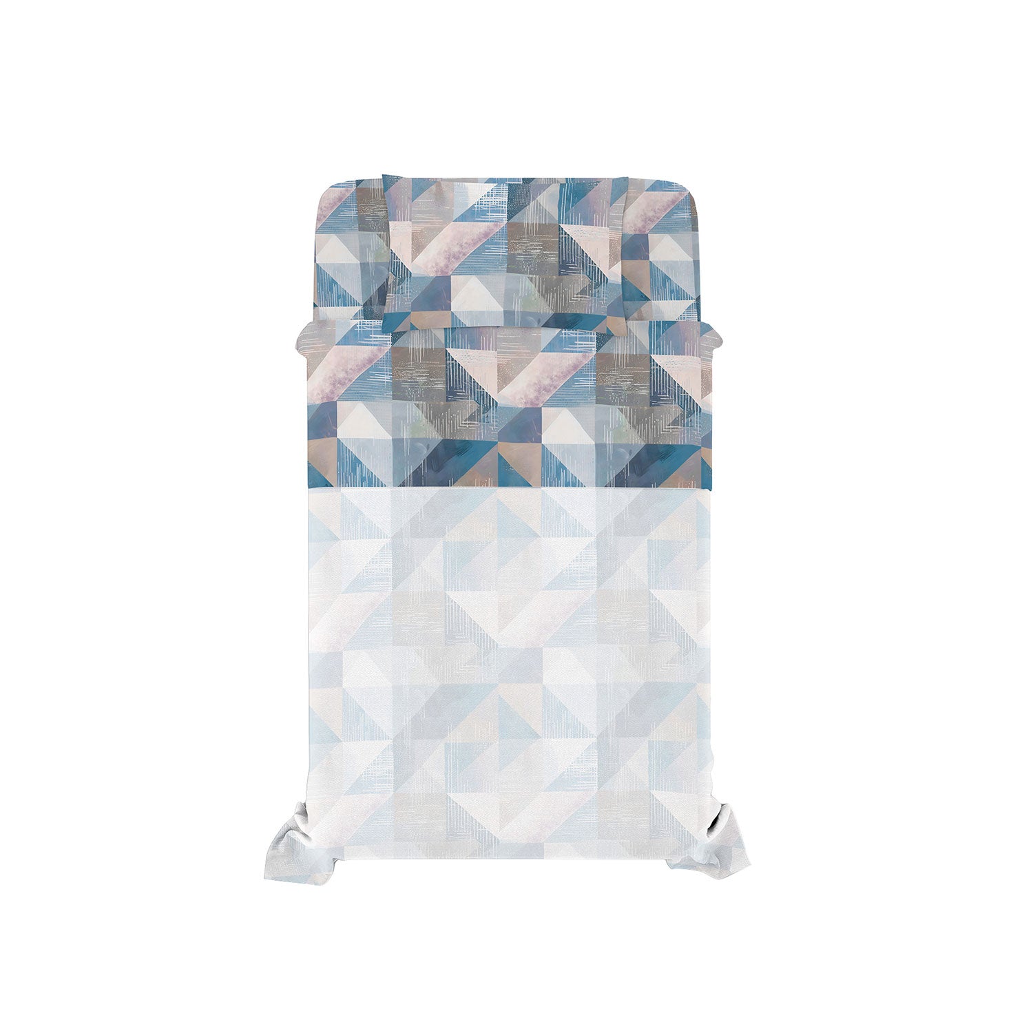 Set Lenzuola Singolo con Stampa Sopra Sotto e Federa Linea River Sepik Blue