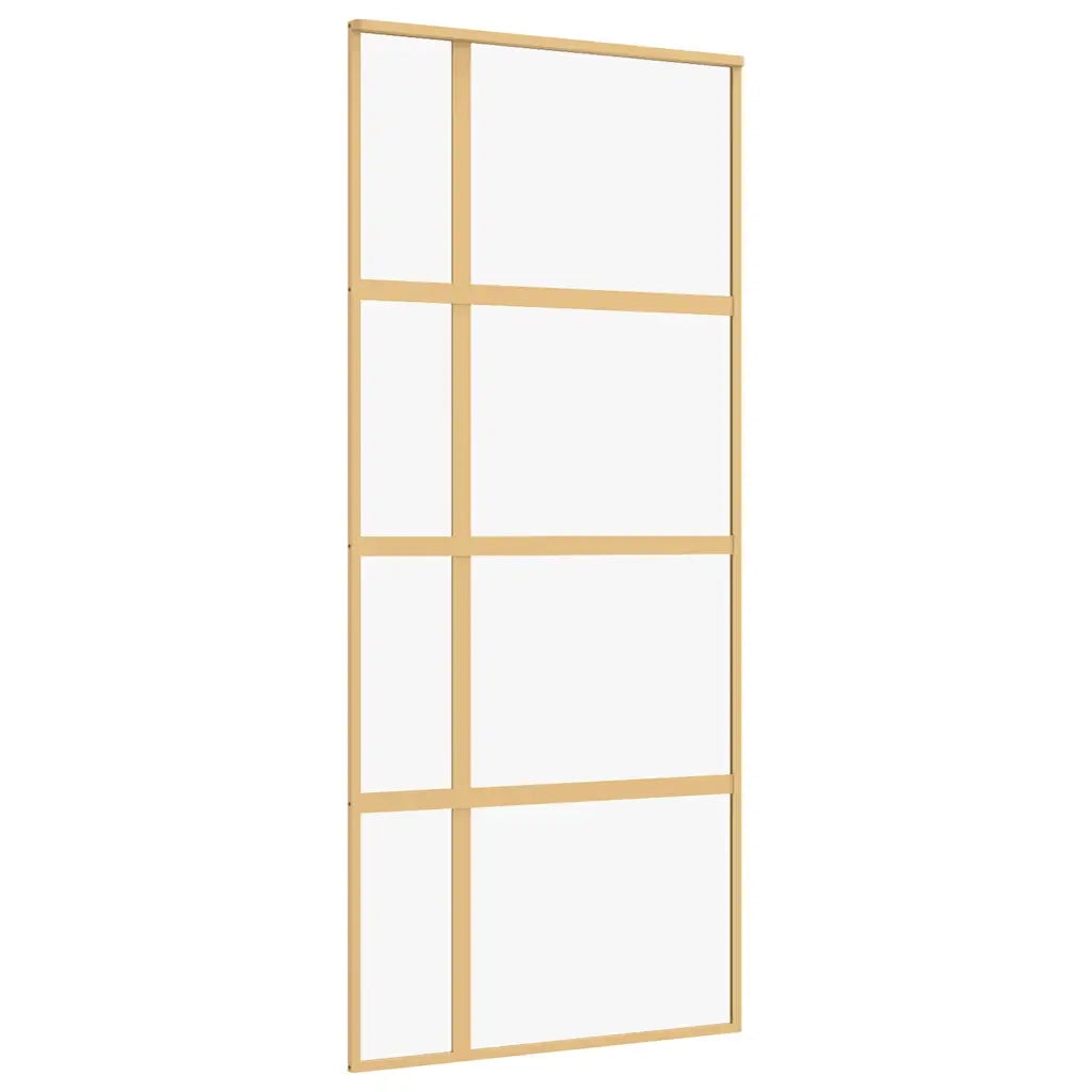 Porta Scorrevole Dorata 90x205 Vetro Trasparente ESG Alluminiocod mxl 131674