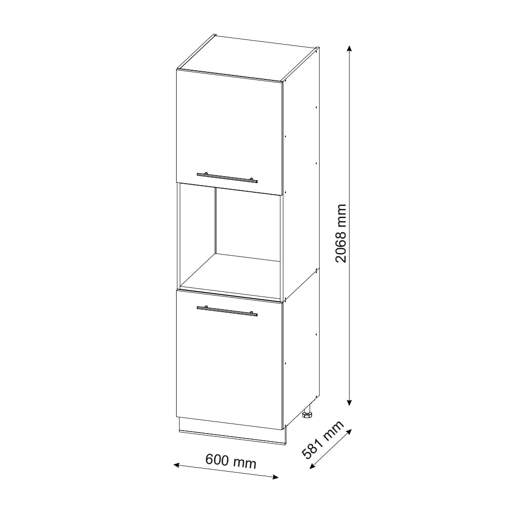 Mobile per forno da incasso Fame-Line Bianco lucido/Antracite 60 cm aperto Vicco