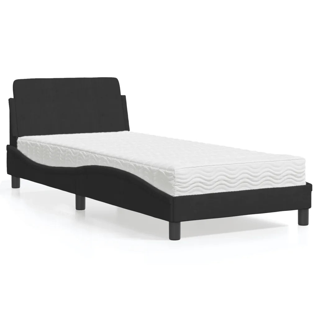 Letto con Materasso Dover Nero 90x200 cm in Velluto 3208333