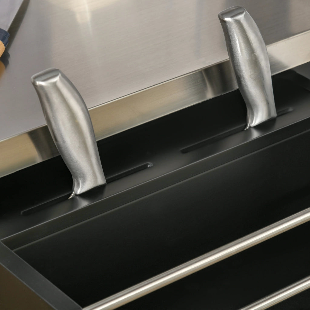 Tavolino da cucina con ruote ¨C zephmum ¨C nero, acciaio inox, 83.5x45.7x90.5 cm