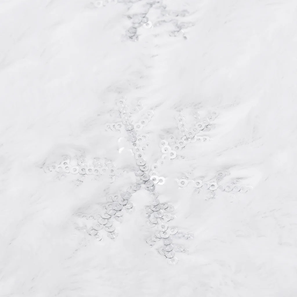 Gonna per albero di Natale di lusso bianca 122 cm in pelliccia sintetica CFW9914377