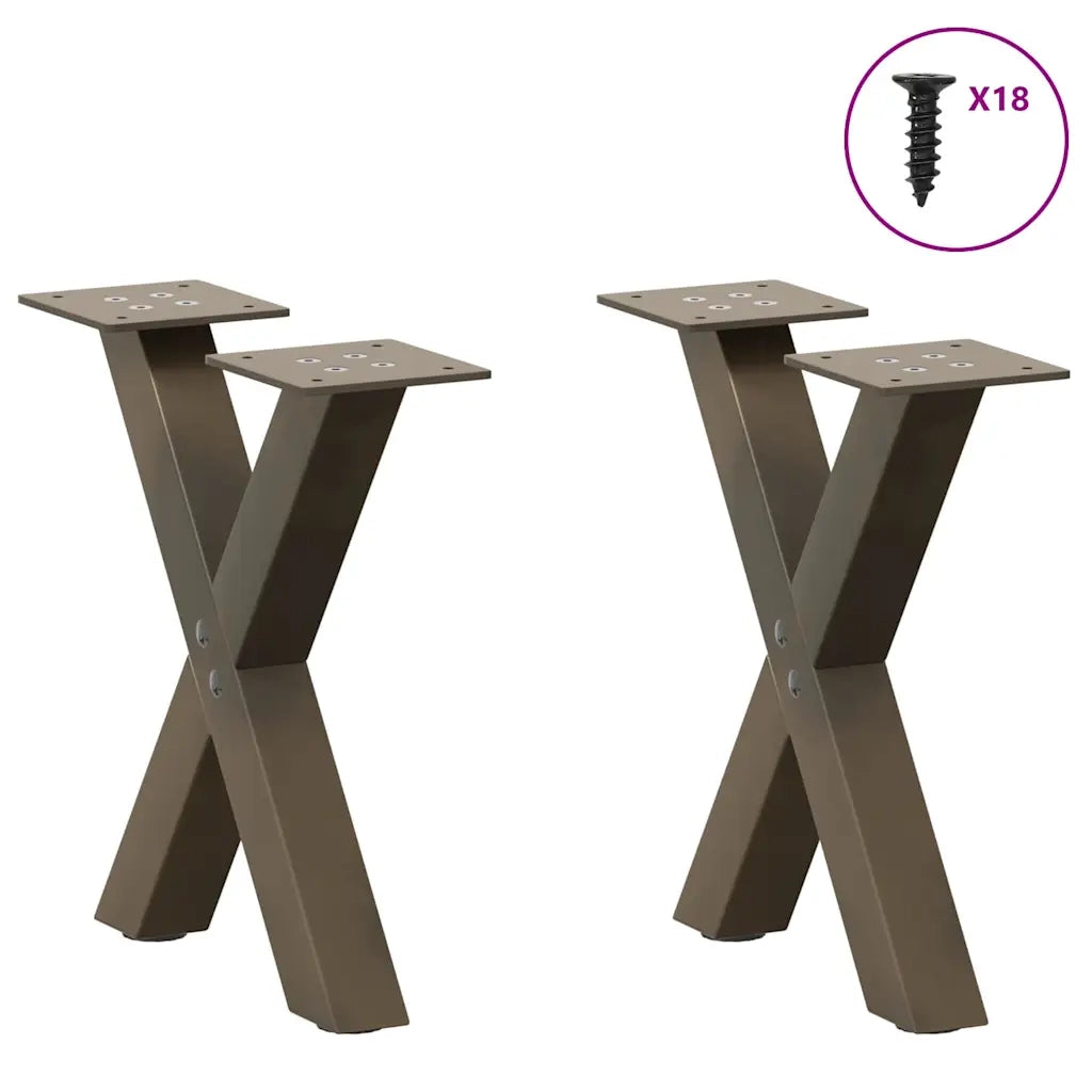 vidaXL Gambe per Tavolino da Caffè a Forma di X 2 pz Acciaio Naturale 37x(30-31) cm Acciaio