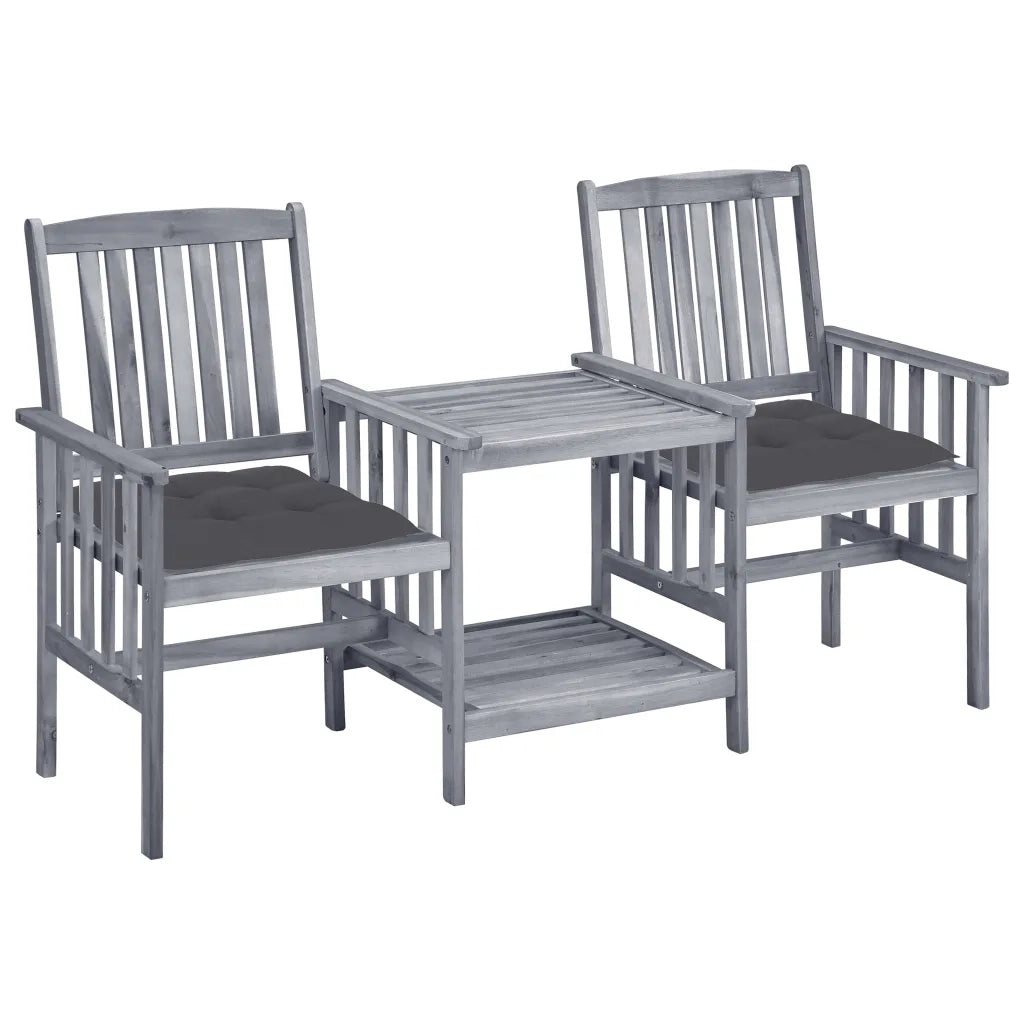 Sedie da Giardino con Cuscini e Tavolino in Massello di Acacia cod mxl 53268