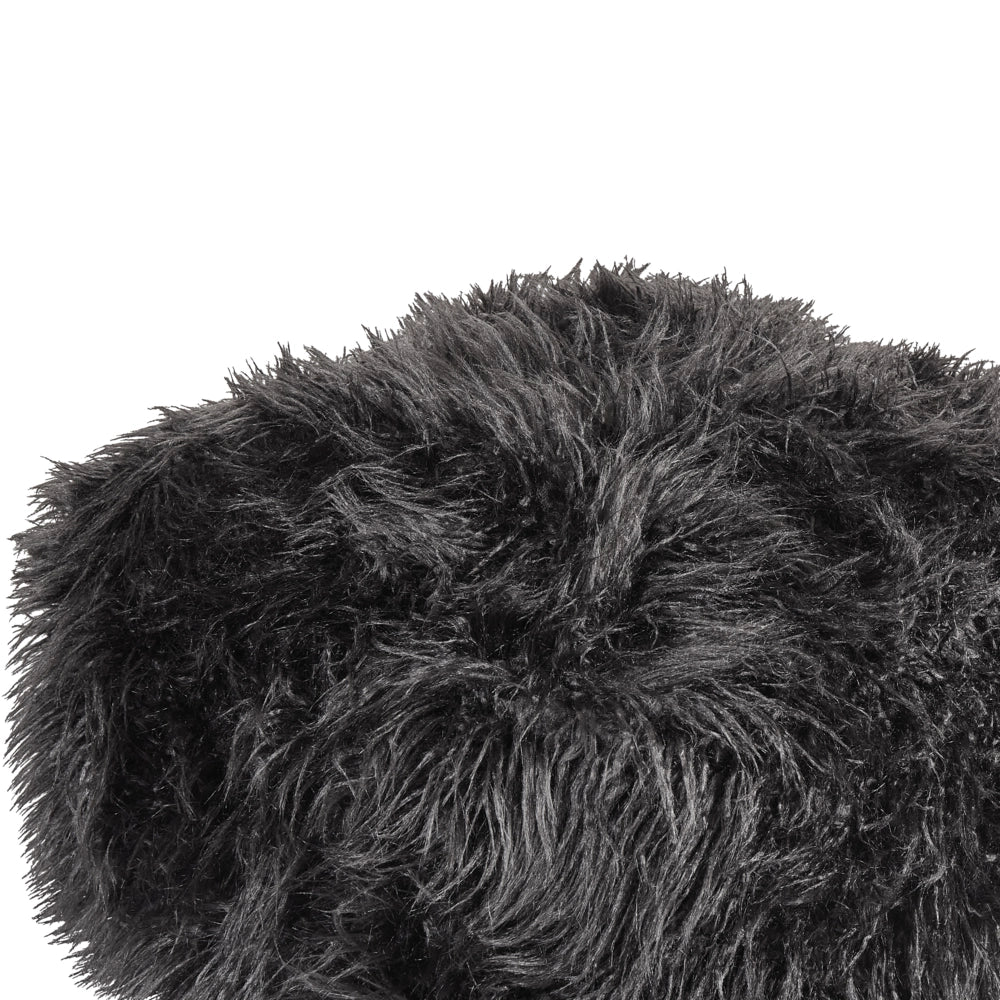 Moderno Pouf Intrecciato da Salotto 50 x 30 cm Motivo Pelle sintetica Nero