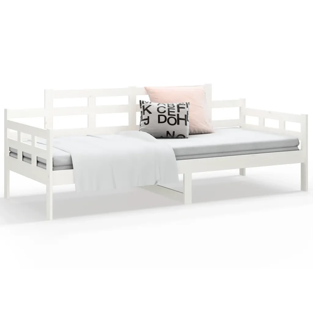 Letto singolo | Letto per adulti | Dormeuse Bianca in Legno Massello di Pino 80x200 cm