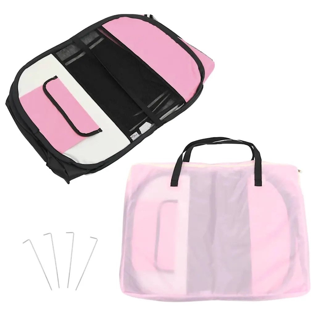 Box per Cani Pieghevole con Borsa Trasporto Rosa 110x110x58 cm 171010