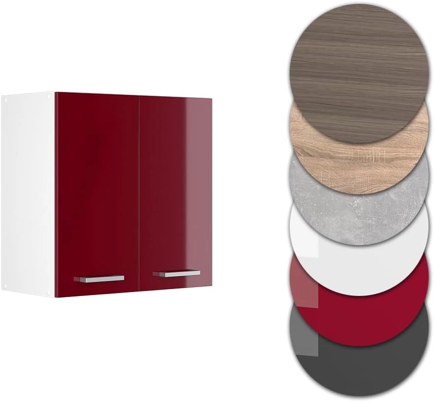 Pensile da cucina R-Line, Rosso lucido, 60 cm, per la libera combinazione all'interno di sistemi cucina modulari