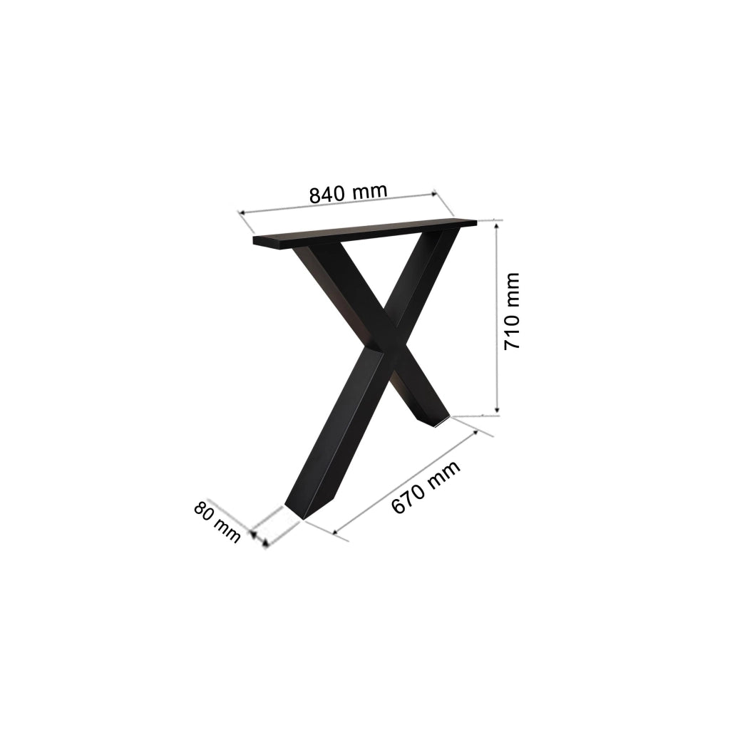 Gambe a X, Metallo, 84x71 cm, Supporto, Cavalletto, Per Piani di Tavolo, Soggiorno, Sala da Pranzo, Ufficio, Nero