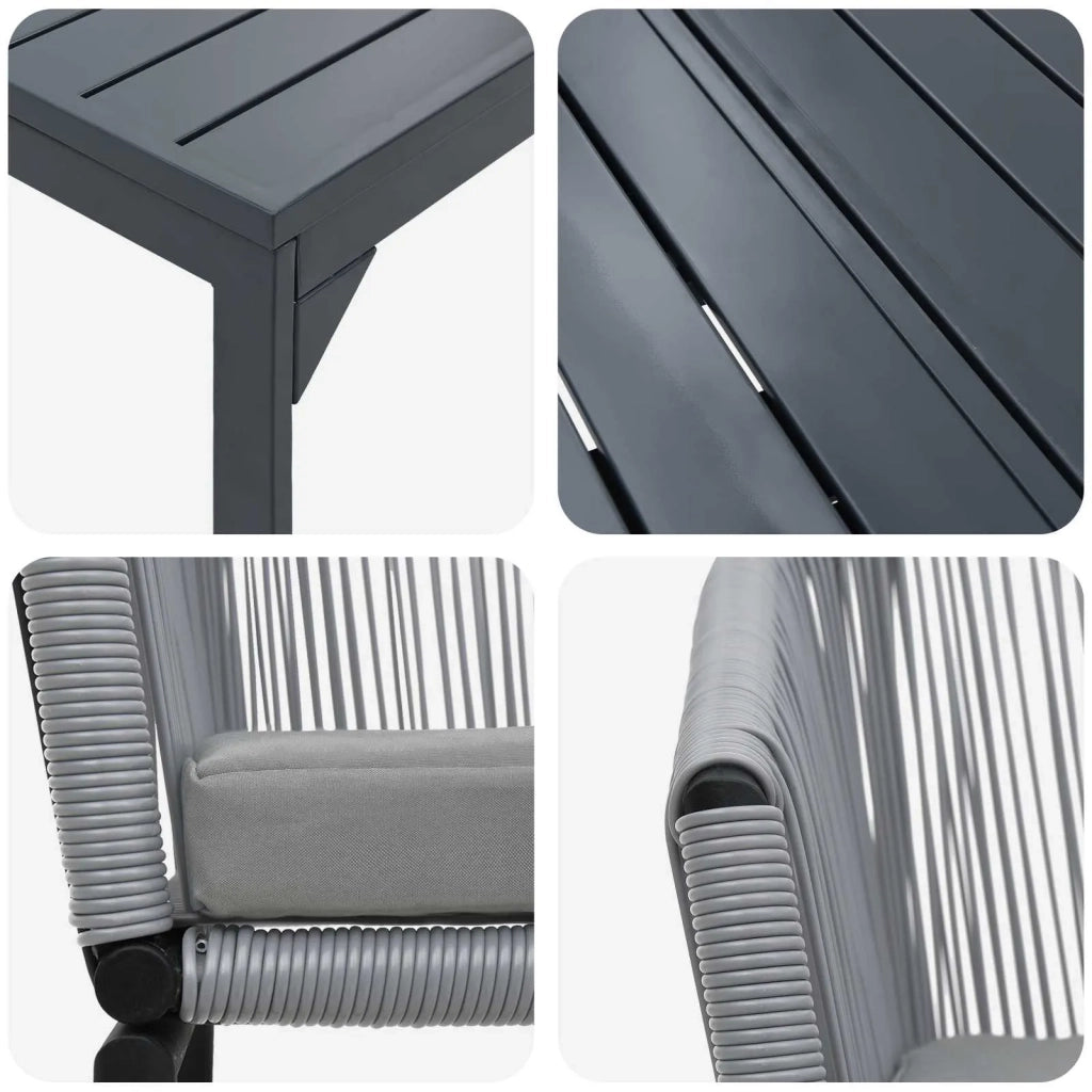 Set da Pranzo per Giardino 9 pcs Grigio polyrattan 3378833
