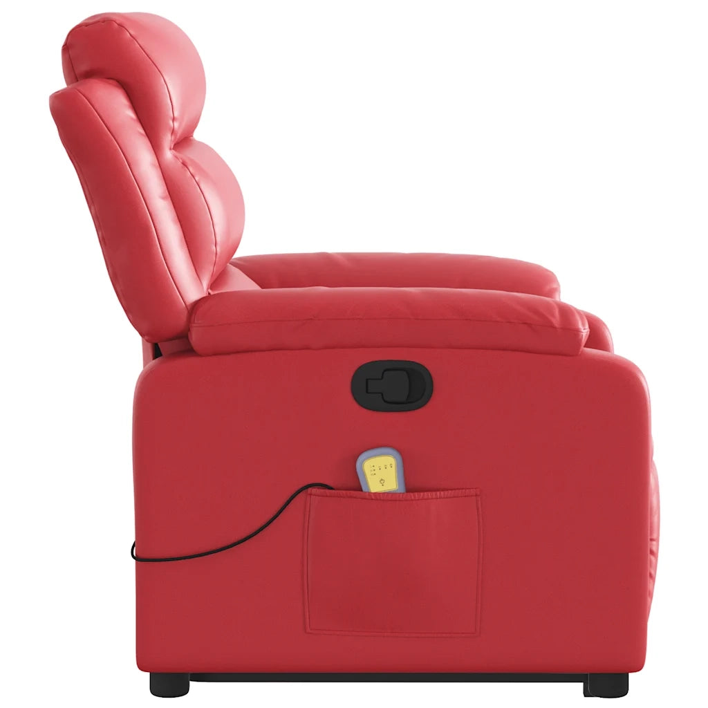 Poltrona Alzapersona Reclinabile Massaggio Rosso in Similpelle 3205054
