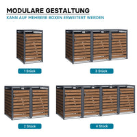 Copri bidone della spazzatura con coperchio ribaltabile per un contenitore 60-240l, acciaio antracite e effetto legno, copribidone da esterno