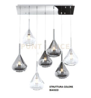 SOSPENSIONE BIANCO 7 LUCI RETTANGOLARE VETRI 3X TR + 4X FU 1177BI-S7 R-TF