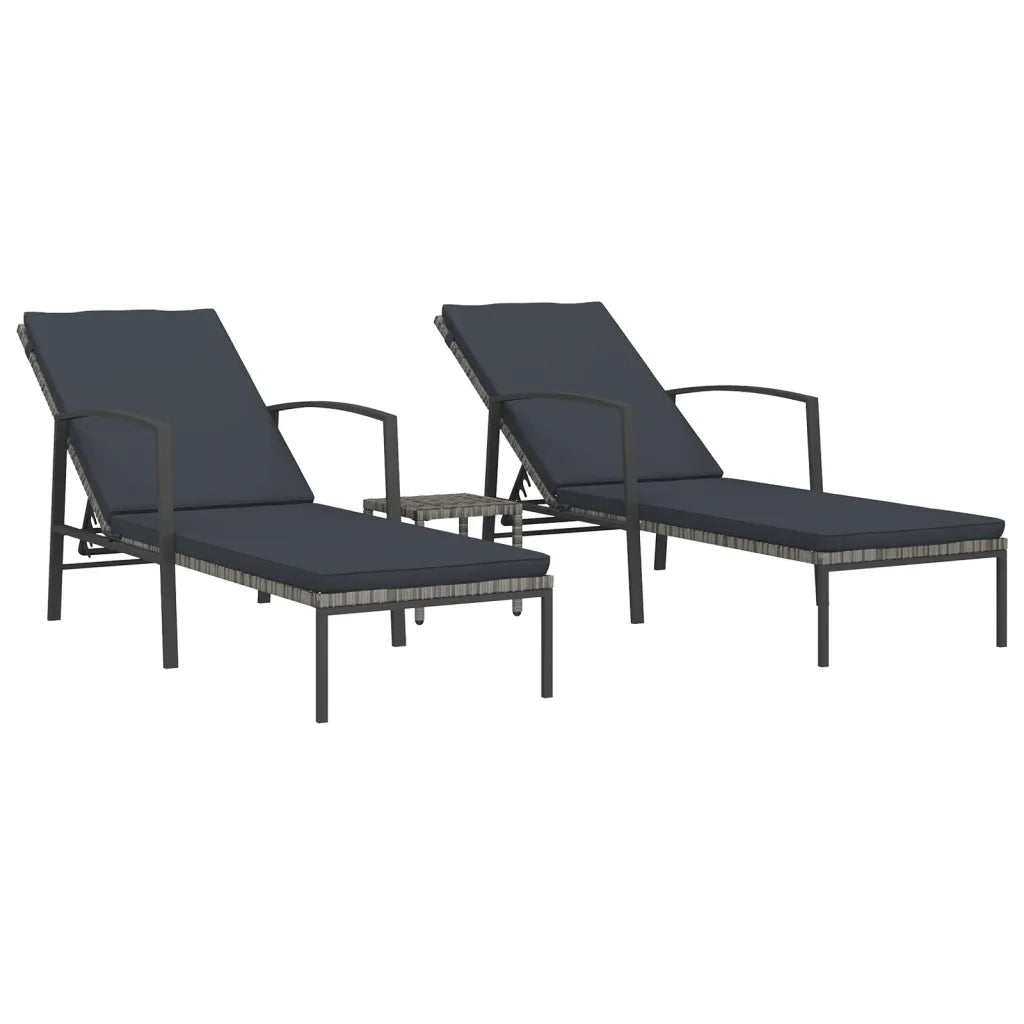 Lettini Prendisole 2 pz con Tavolo in Polyrattan Grigio cod mxl 23248