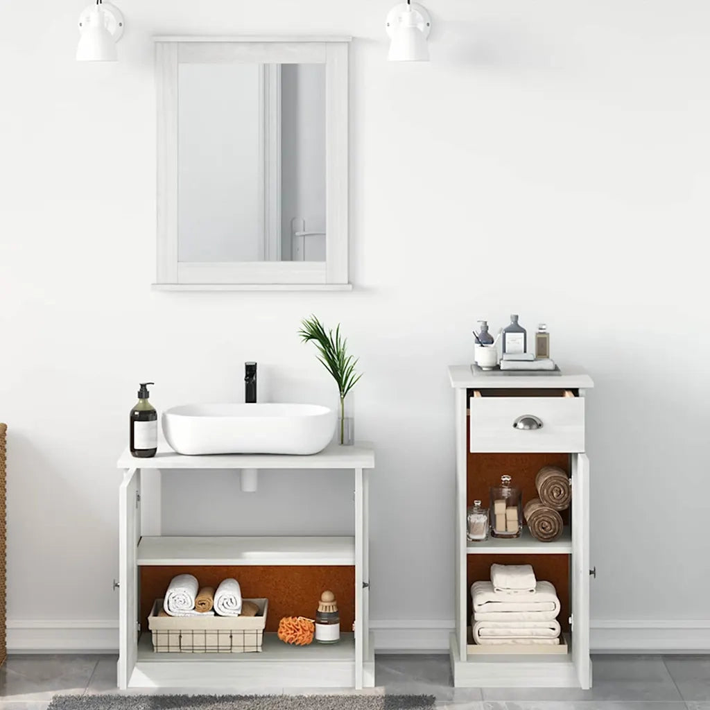 Set di mobili per il bagno 3 pcs Bianco Antico Pino massello 3328544