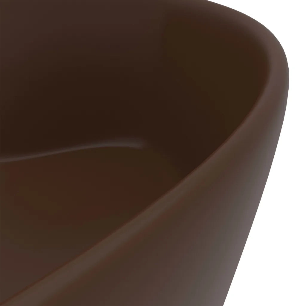 Lavandino con Troppopieno-Lavabo-Lavello Marrone Scuro Opaco 36x13 cm Ceramica