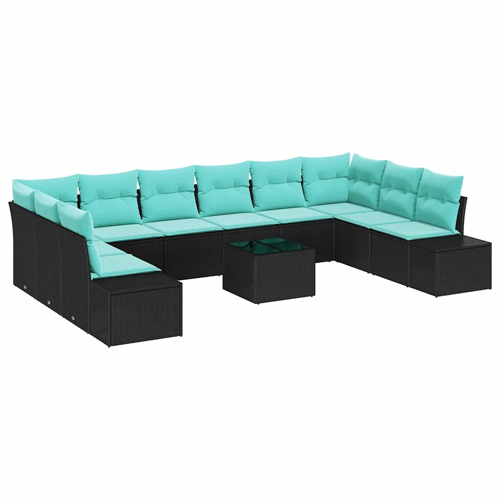 Set Divano da Giardino 11 pz Nero polyrattan 3347256