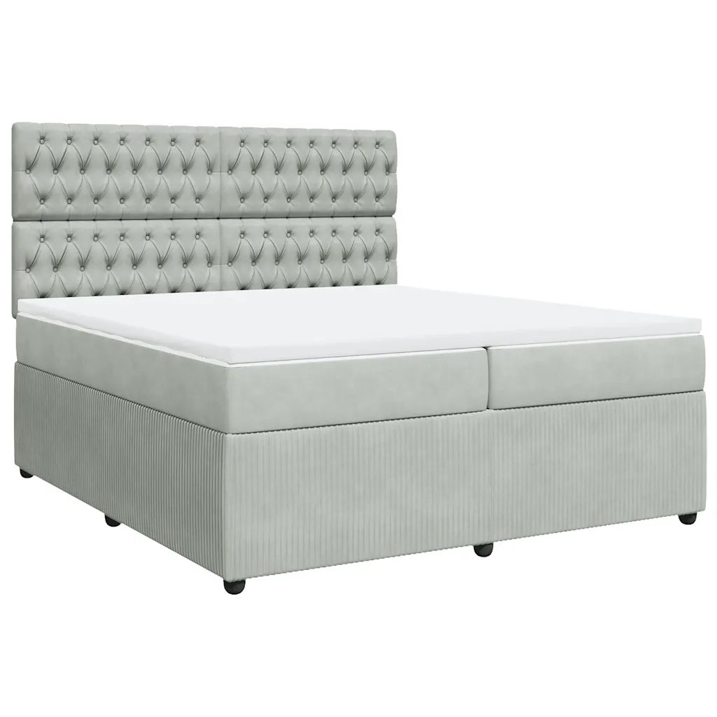 Giroletto a Molle con Materasso Grigio Chiaro 200x200cm Velluto