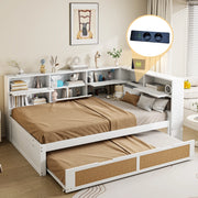 Letto Singolo con Estraibile e Contenitore ¨C MINIMAL ¨C Legno Bianco 140x200