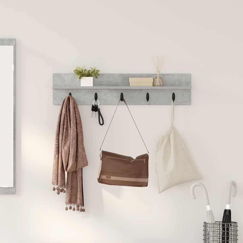 vidaXL Appendiabiti a muro Grigio cemento 80 x 10.5 x 18 cm